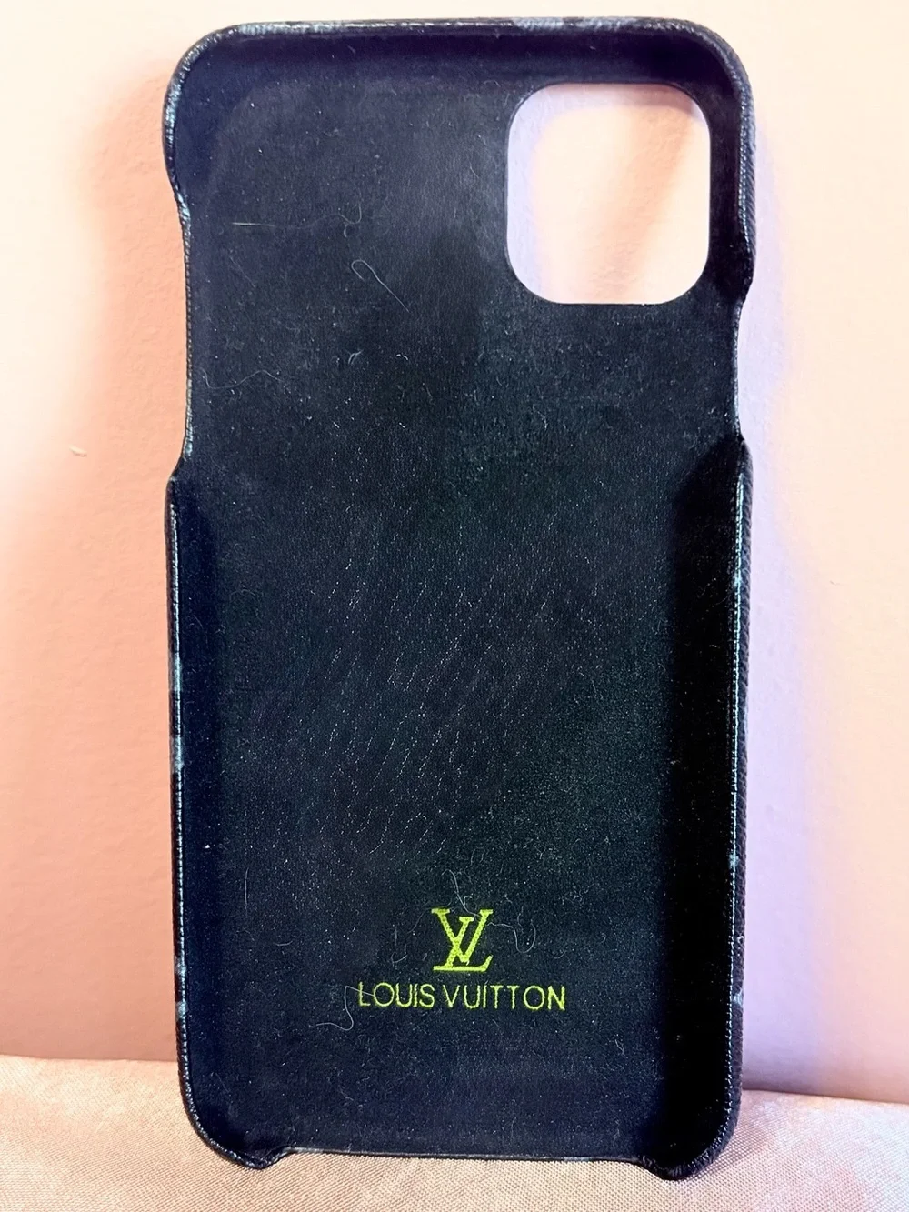 Designer Monogram Black/Grey Phone Case with Gold Charm — iPhone 11